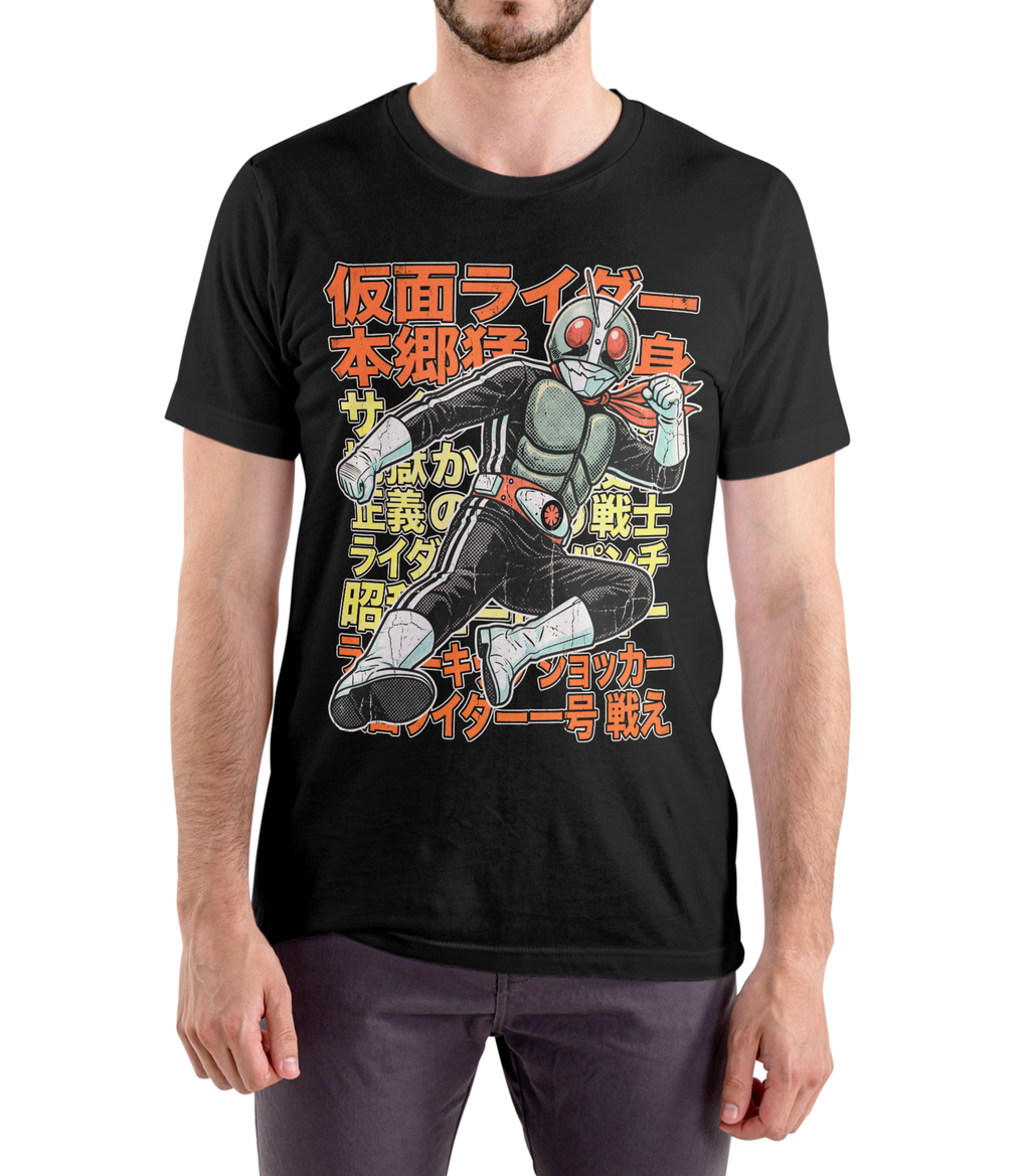 Kamen Rider Vintage Japanese Action Hero Graphic Tee - Retro Streetwear